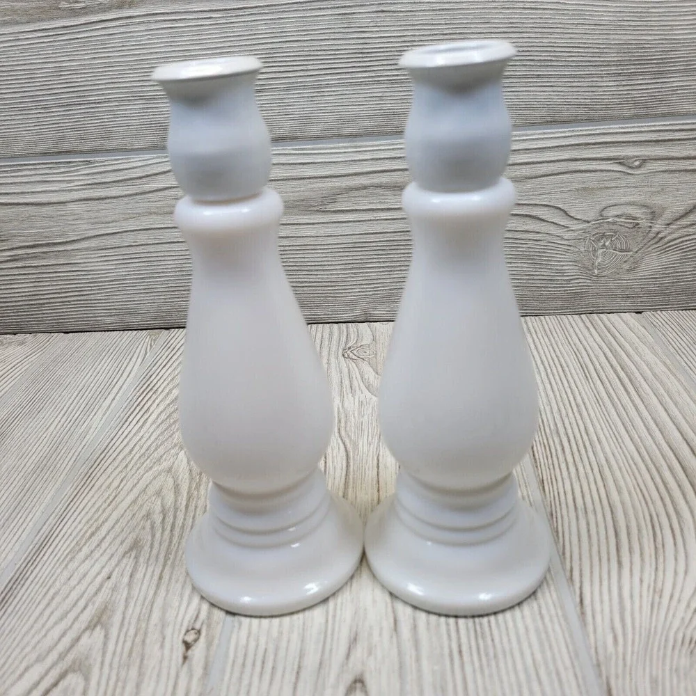 Avon Buttercup Candlestick Cologne Bottles Sonnet Moonwind‎ White Milk Glass Set